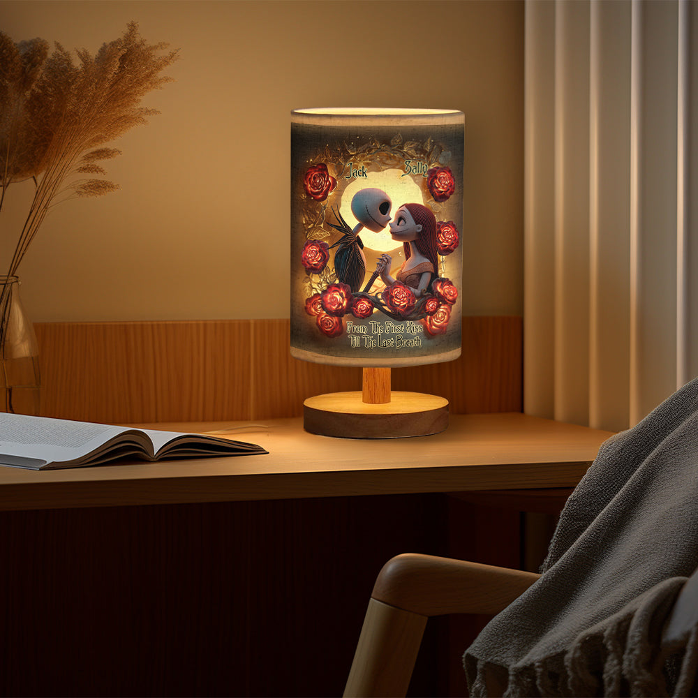 Personalized Nightmare Table Lamp with Wood Base for Couples Gift Tableside Lamp With Wood Base GradoCreations