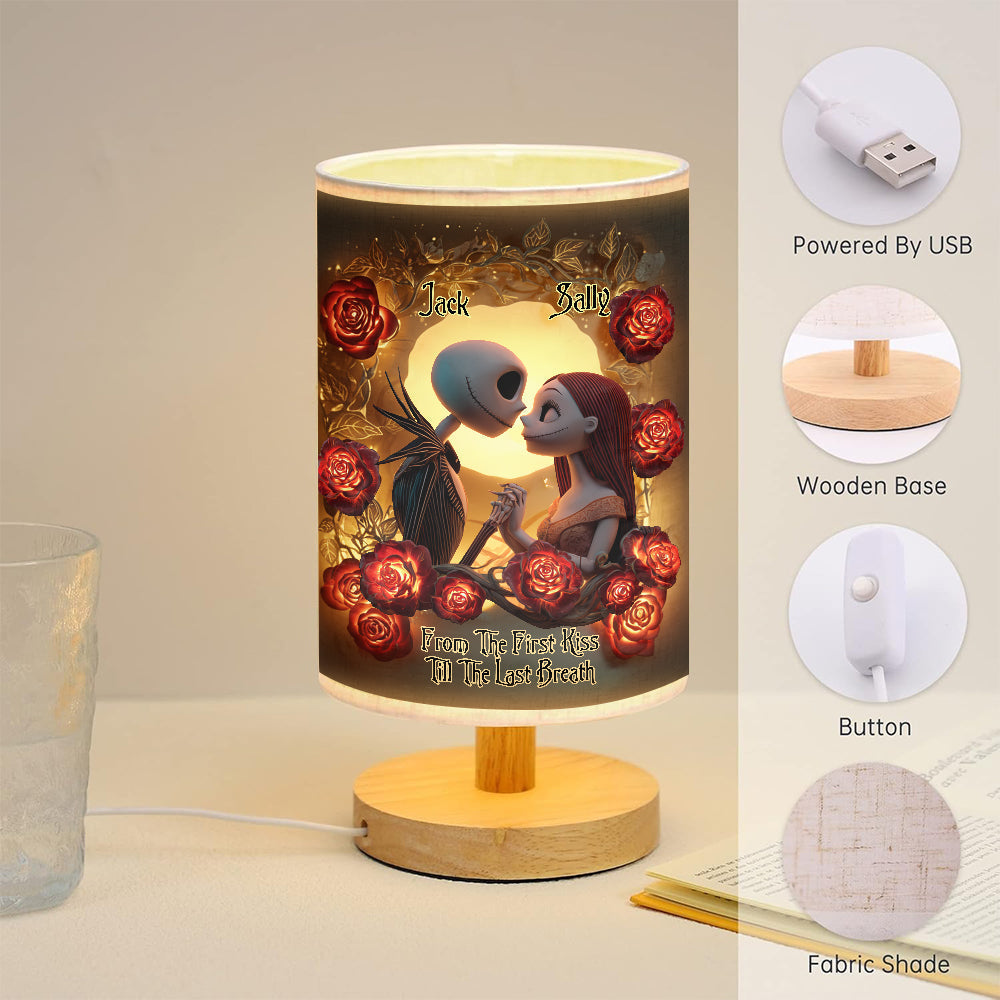 Personalized Nightmare Table Lamp with Wood Base for Couples Gift Tableside Lamp With Wood Base GradoCreations