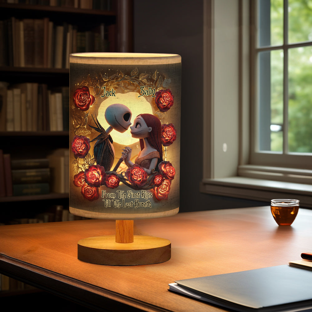 Personalized Nightmare Table Lamp with Wood Base for Couples Gift Tableside Lamp With Wood Base GradoCreations