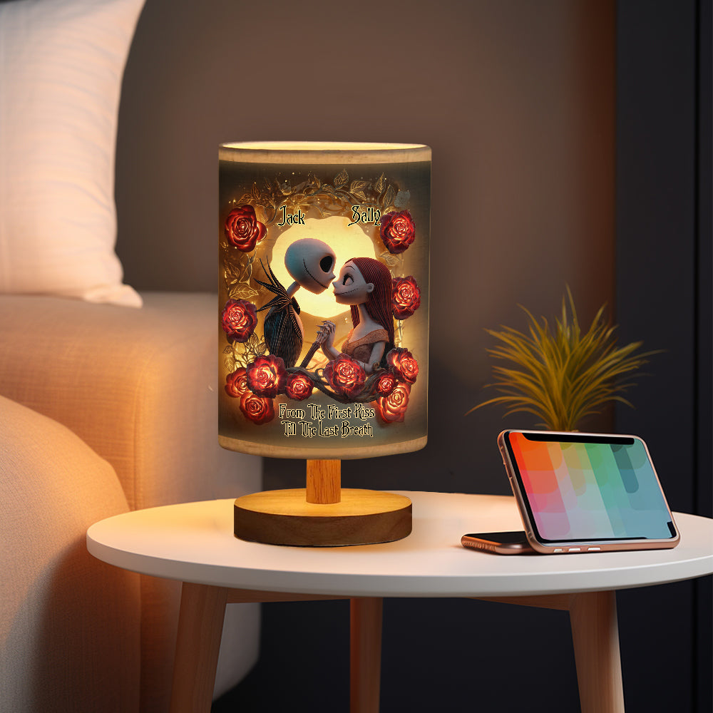 Personalized Nightmare Table Lamp with Wood Base for Couples Gift Tableside Lamp With Wood Base GradoCreations