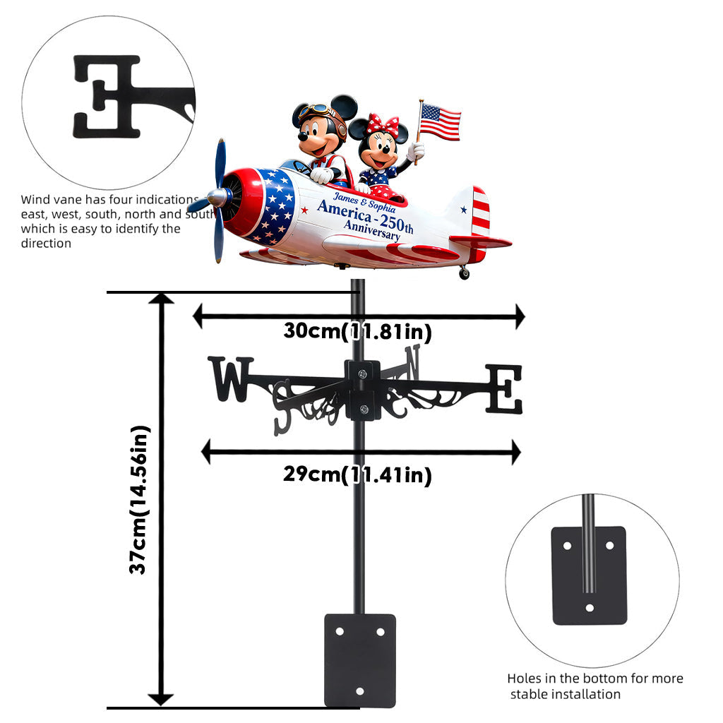 Personalized Weather Vane with Custom Airplane Design for Couples Anniversary Gift Weather Vane GradoCreations