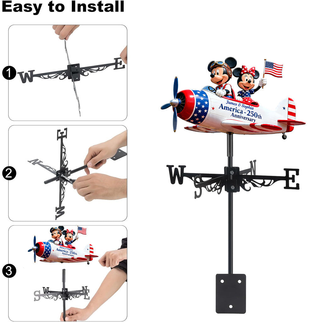 Personalized Weather Vane with Custom Airplane Design for Couples Anniversary Gift Weather Vane GradoCreations