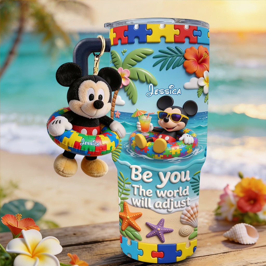 Personalized Autism Awareness Tumbler with Plush Charm for Kids Tumbler With Plush Charm GradoCreations