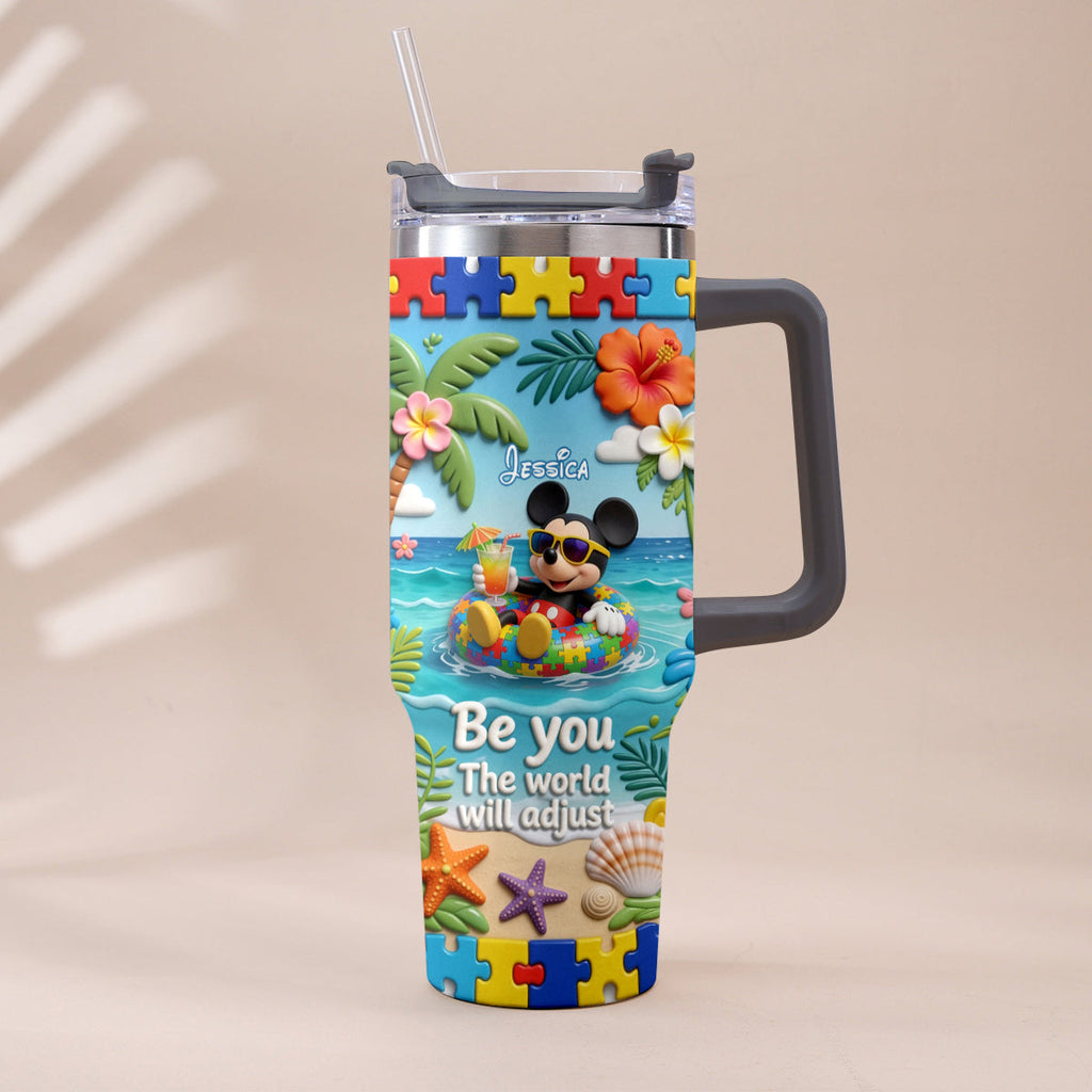 Personalized Autism Awareness Tumbler with Plush Charm for Kids Tumbler With Plush Charm GradoCreations