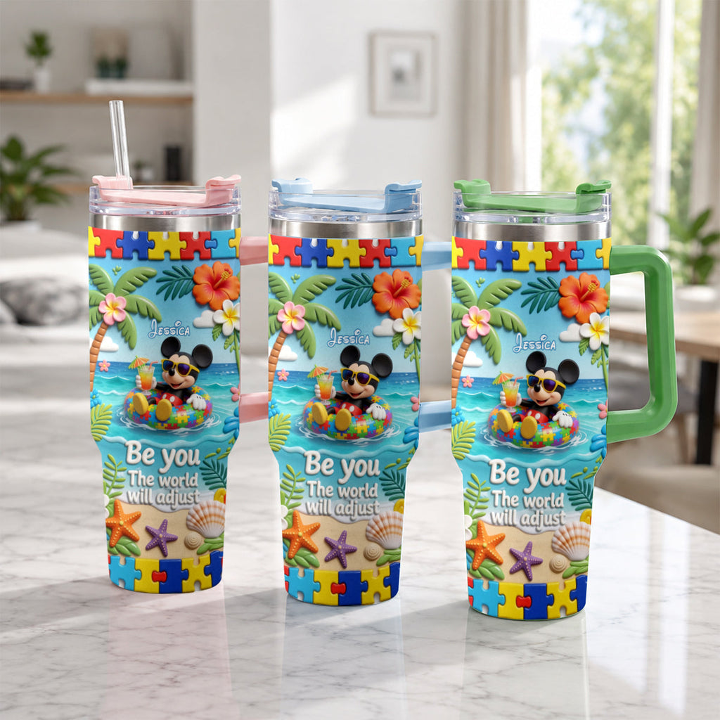 Personalized Autism Awareness Tumbler with Plush Charm for Kids Tumbler With Plush Charm GradoCreations