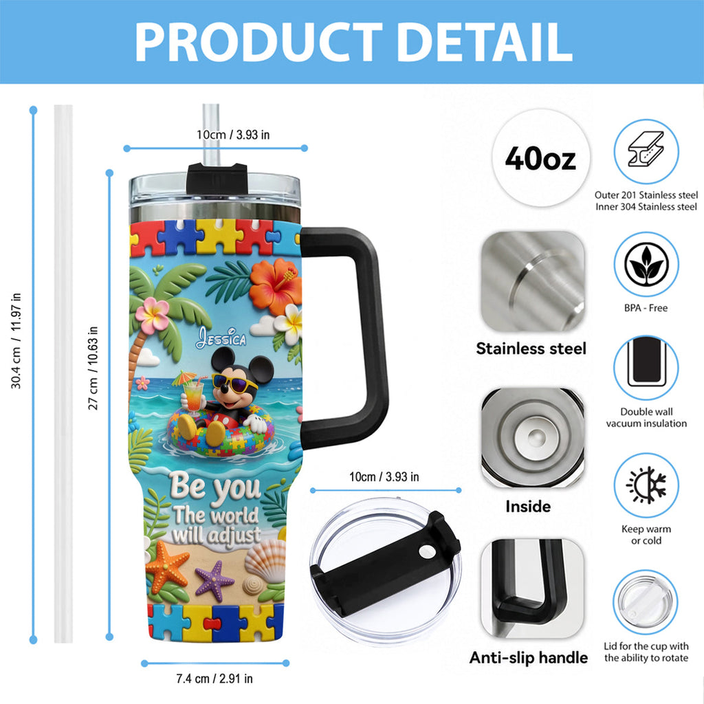 Personalized Autism Awareness Tumbler with Plush Charm for Kids Tumbler With Plush Charm GradoCreations