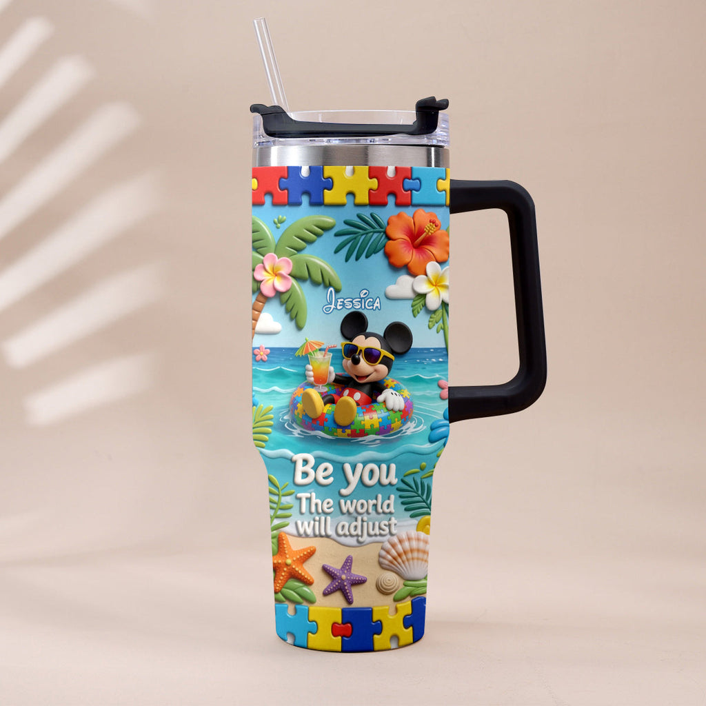 Personalized Autism Awareness Tumbler with Plush Charm for Kids Tumbler With Plush Charm GradoCreations