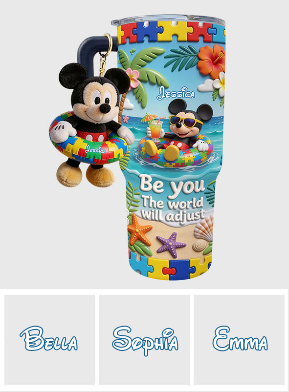 Personalized Autism Awareness Tumbler with Plush Charm for Kids Tumbler With Plush Charm GradoCreations
