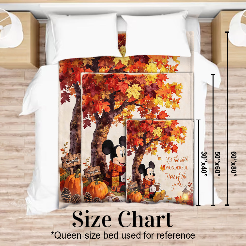 Personalized Fall Vibes Mouse Blanket Custom Name Gift Blanket GradoCreations