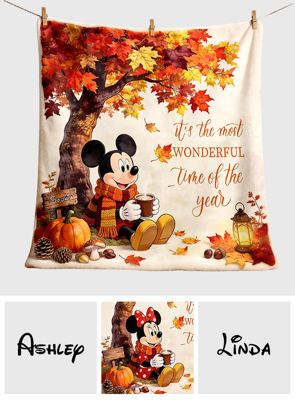 Personalized Fall Vibes Mouse Blanket Custom Name Gift Blanket GradoCreations