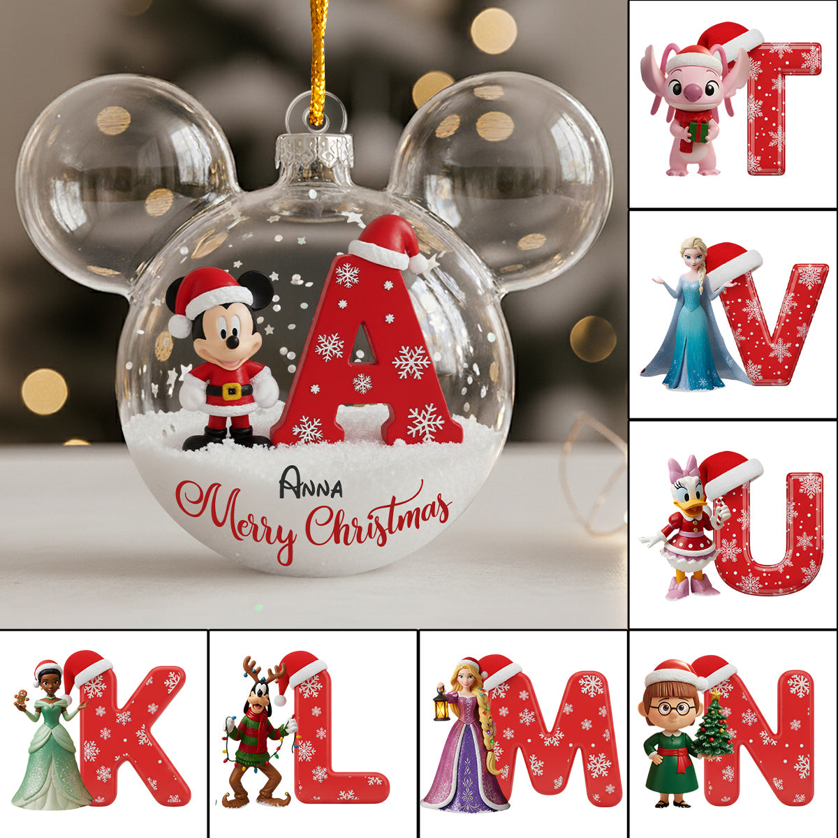 Personalized Mouse Ornament Custom Initial Gift for Disney Lovers Ornament GradoCreations