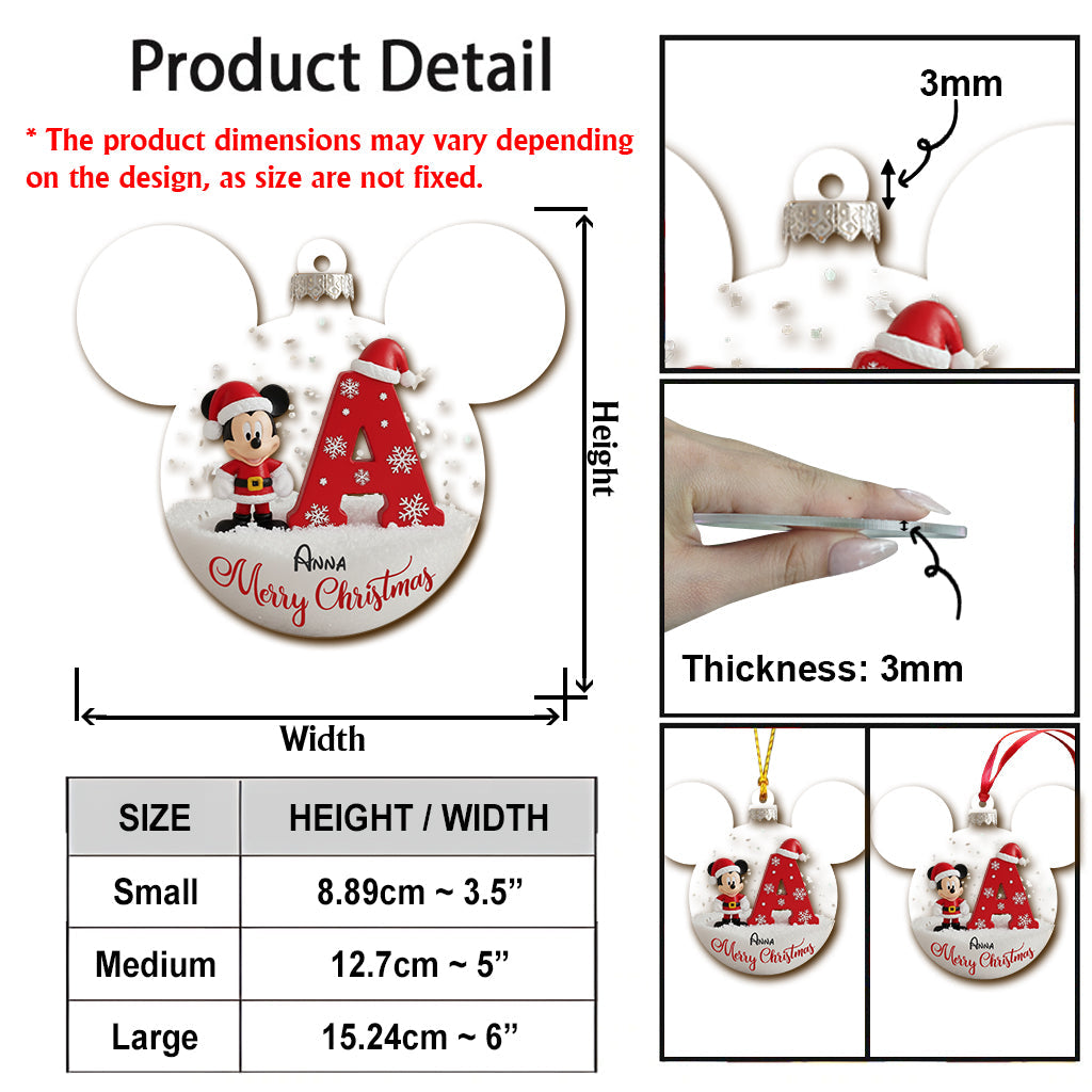 Personalized Mouse Ornament Custom Initial Gift for Disney Lovers Ornament GradoCreations