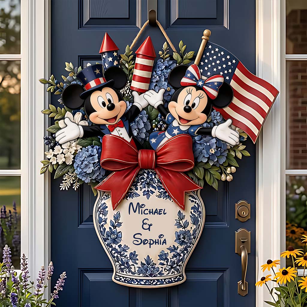 Personalized Independence Day Mouse Shaped Wood Sign Gift Wood Sign GradoCreations