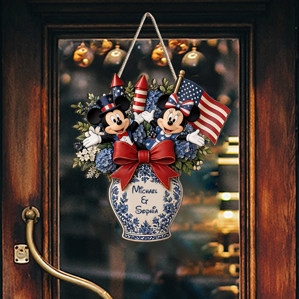 Personalized Independence Day Mouse Shaped Wood Sign Gift Wood Sign GradoCreations
