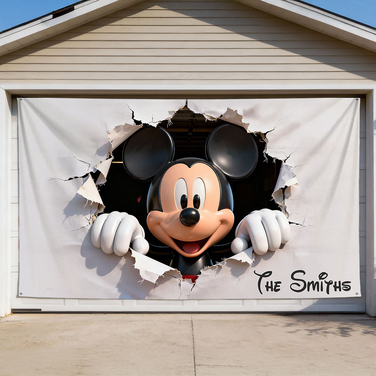Personalized Peeking Mouse Head Garage Door Banner for Family Garage Door Banner GradoCreations