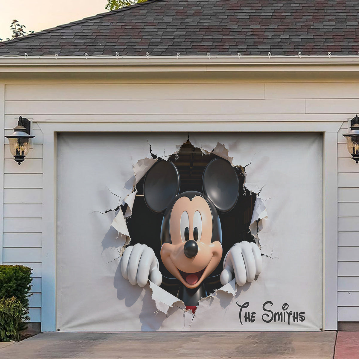 Personalized Peeking Mouse Head Garage Door Banner for Family Garage Door Banner GradoCreations