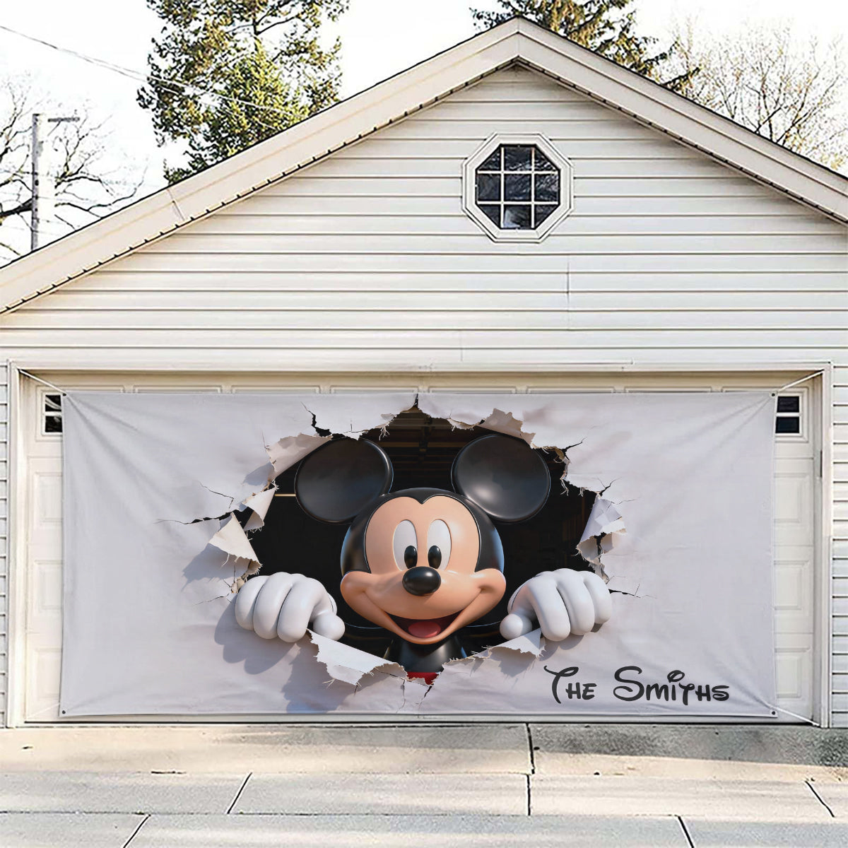 Personalized Peeking Mouse Head Garage Door Banner for Family Garage Door Banner GradoCreations