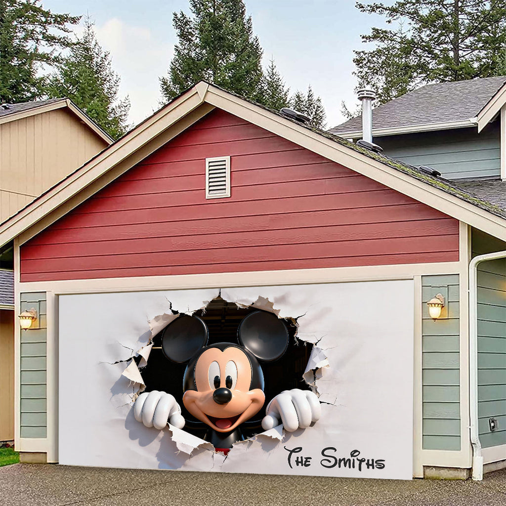 Personalized Peeking Mouse Head Garage Door Banner for Family Garage Door Banner GradoCreations