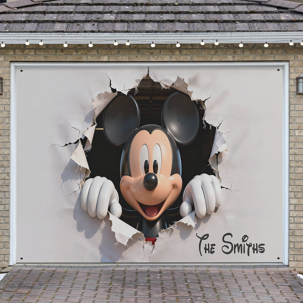 Personalized Peeking Mouse Head Garage Door Banner for Family Garage Door Banner GradoCreations