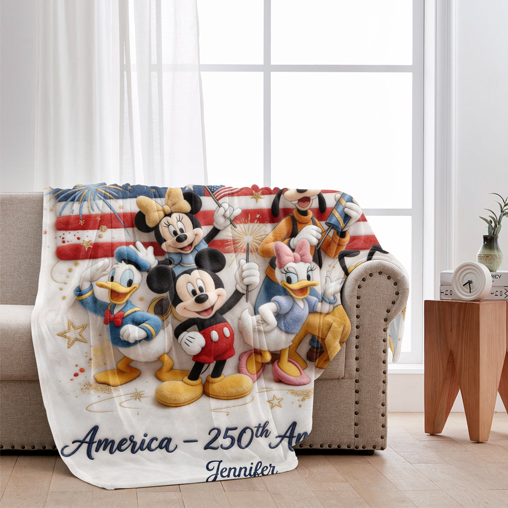 Personalized USA 250th Anniversary Blanket with Name | Custom Gift Blanket GradoCreations