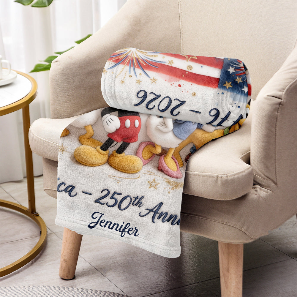 Personalized USA 250th Anniversary Blanket with Name | Custom Gift Blanket GradoCreations