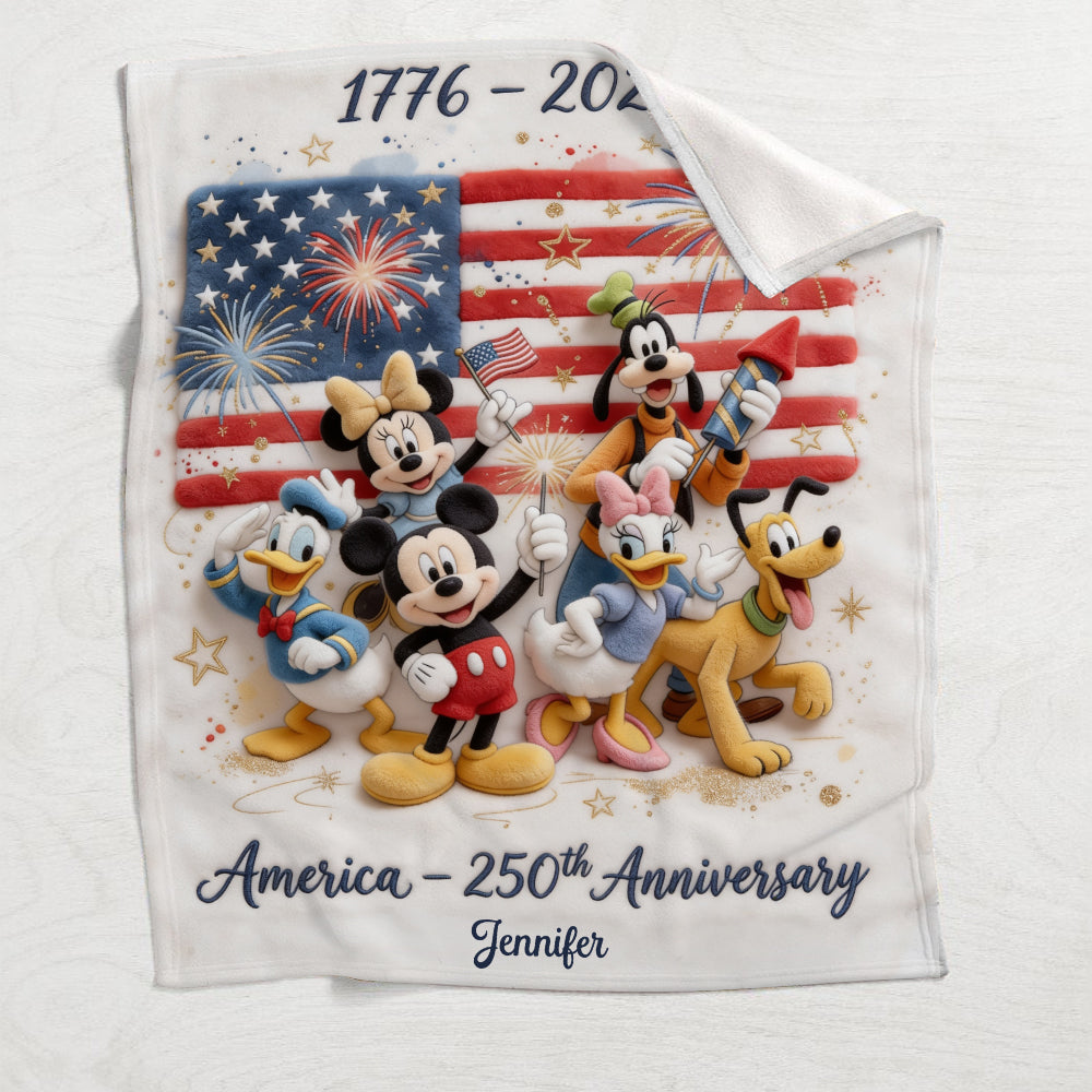 Personalized USA 250th Anniversary Blanket with Name | Custom Gift Blanket GradoCreations