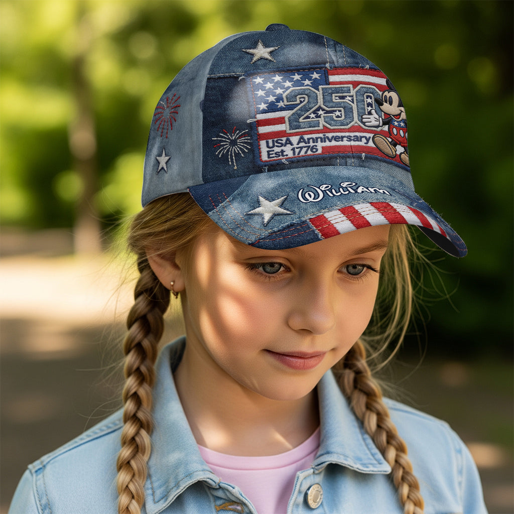 Personalized USA Anniversary Mickey Mouse Cap Custom Name Gift Classic Cap GradoCreations