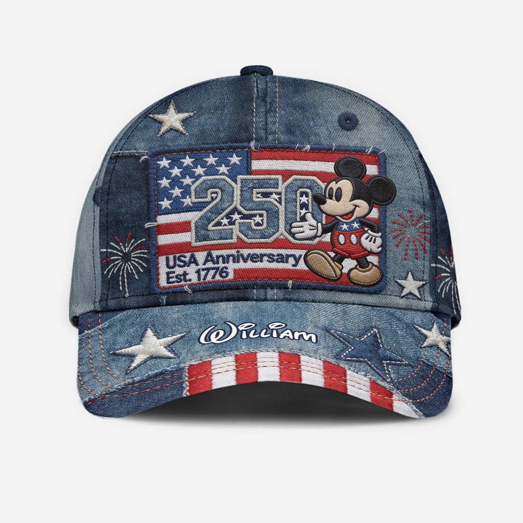 Personalized USA Anniversary Mickey Mouse Cap Custom Name Gift Classic Cap GradoCreations