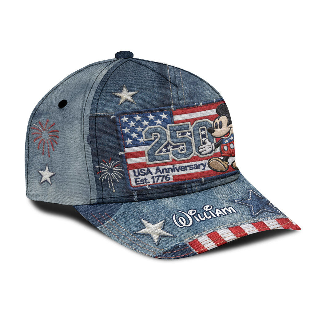 Personalized USA Anniversary Mickey Mouse Cap Custom Name Gift Classic Cap GradoCreations