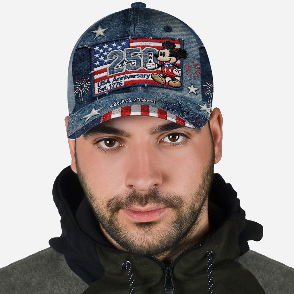 Personalized USA Anniversary Mickey Mouse Cap Custom Name Gift Classic Cap GradoCreations