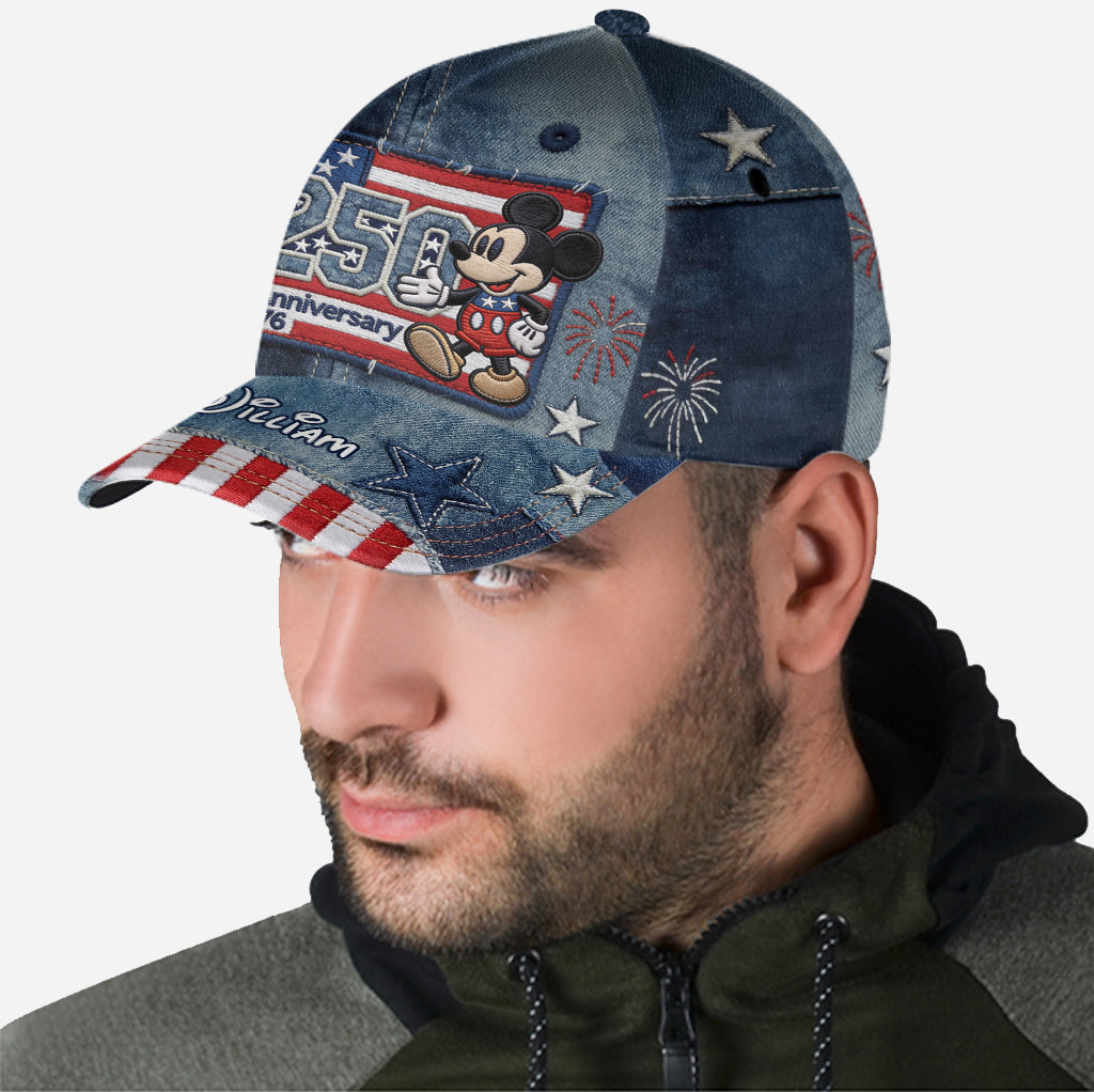 Personalized USA Anniversary Mickey Mouse Cap Custom Name Gift Classic Cap GradoCreations