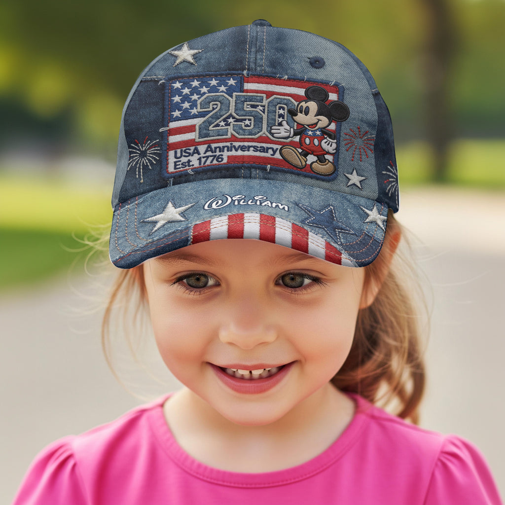 Personalized USA Anniversary Mickey Mouse Cap Custom Name Gift Classic Cap GradoCreations