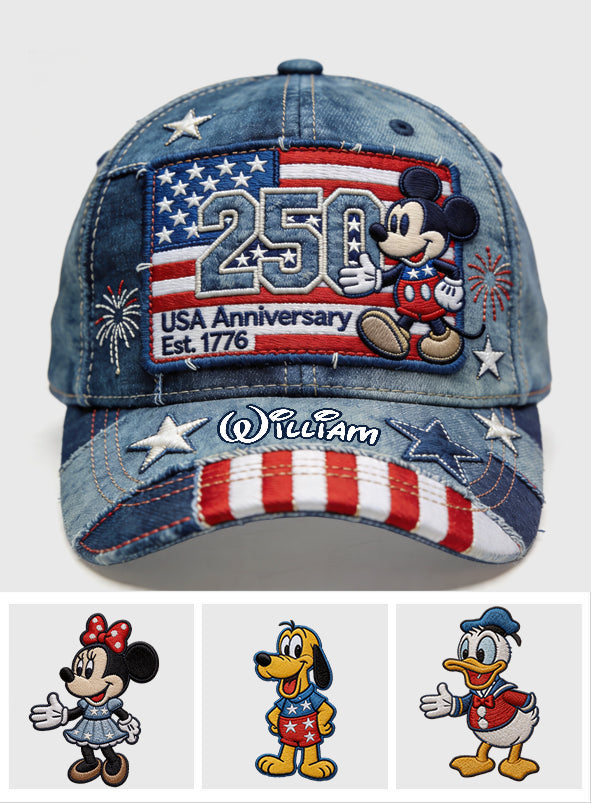 Personalized USA Anniversary Mickey Mouse Cap Custom Name Gift Classic Cap GradoCreations