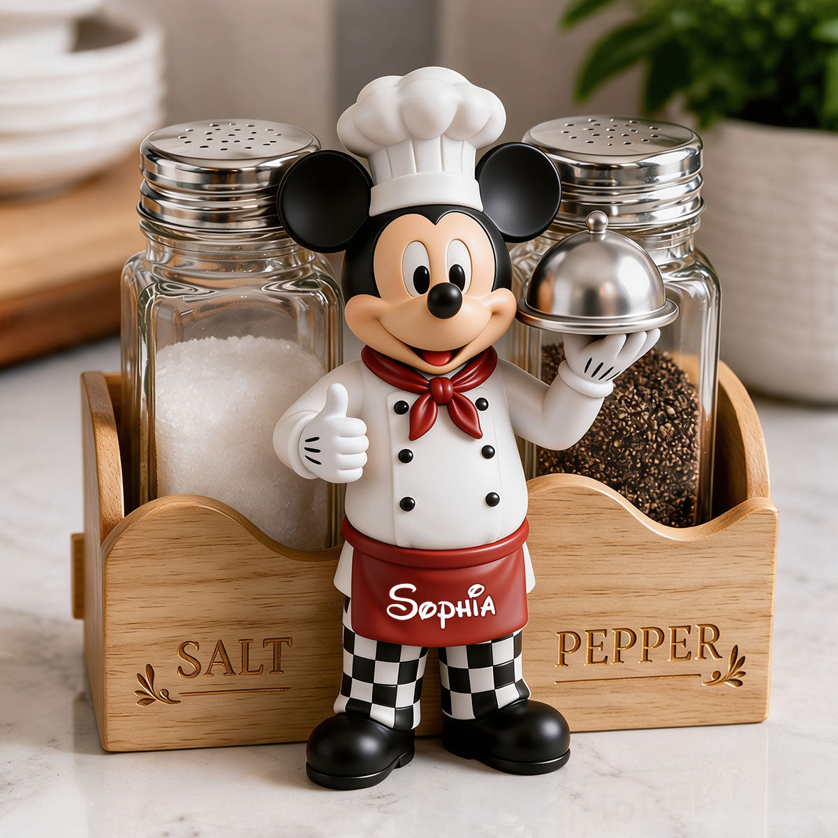 Personalized Chef Mouse Salt and Pepper Shaker Set Gift Wooden Pen Holder GradoCreations