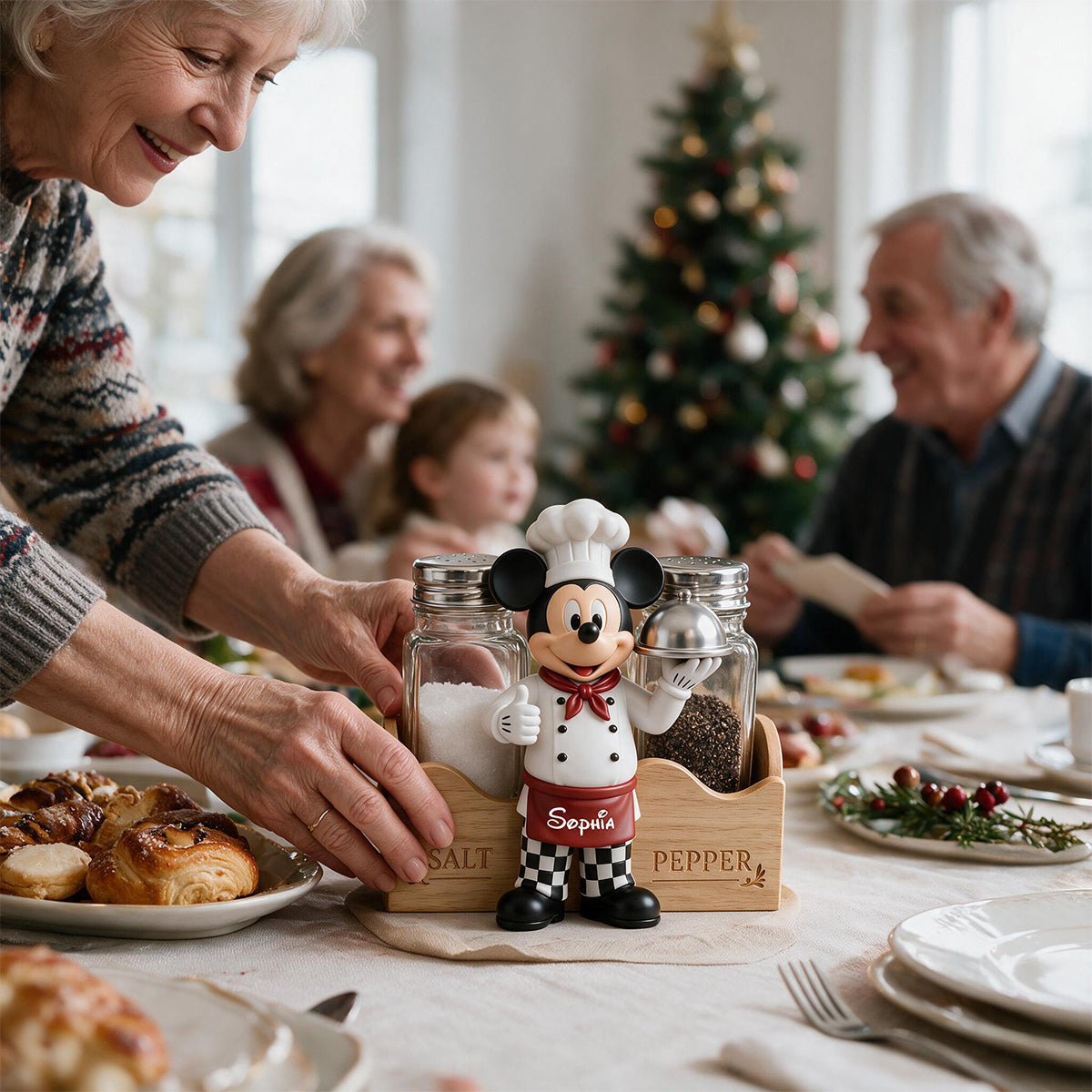 Personalized Chef Mouse Salt and Pepper Shaker Set Gift Wooden Pen Holder GradoCreations