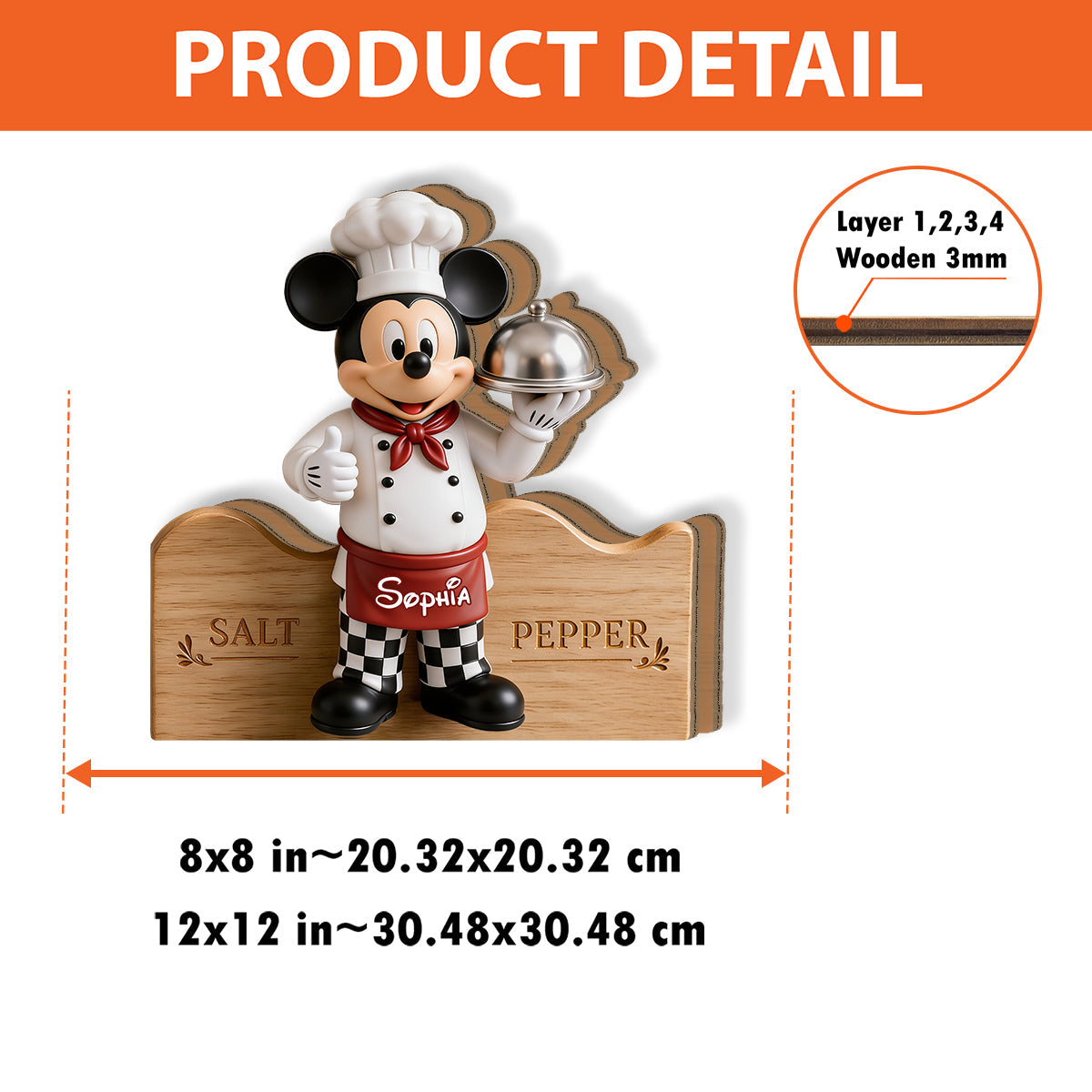 Personalized Chef Mouse Salt and Pepper Shaker Set Gift Wooden Pen Holder GradoCreations