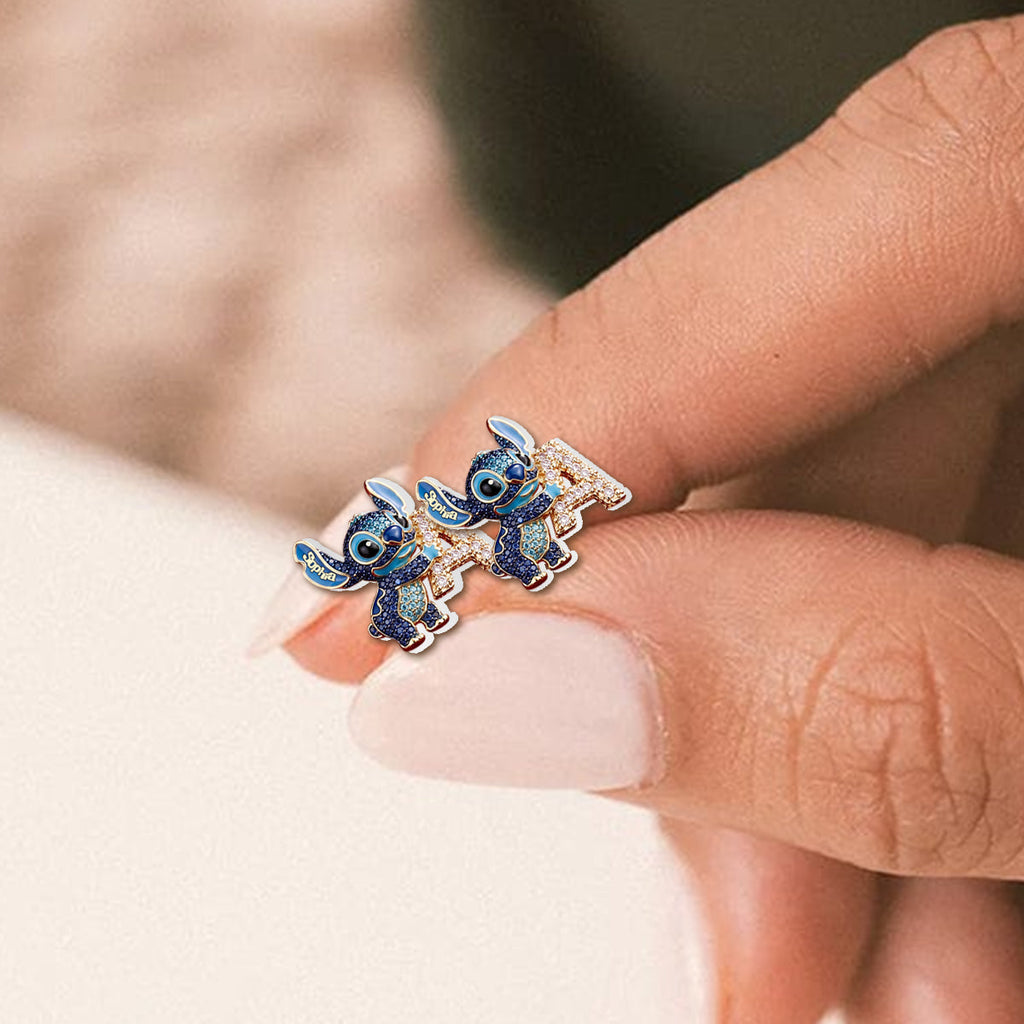 Personalized Cute Blue Alien Stud Earrings Gift for Her Stud Earrings GradoCreations
