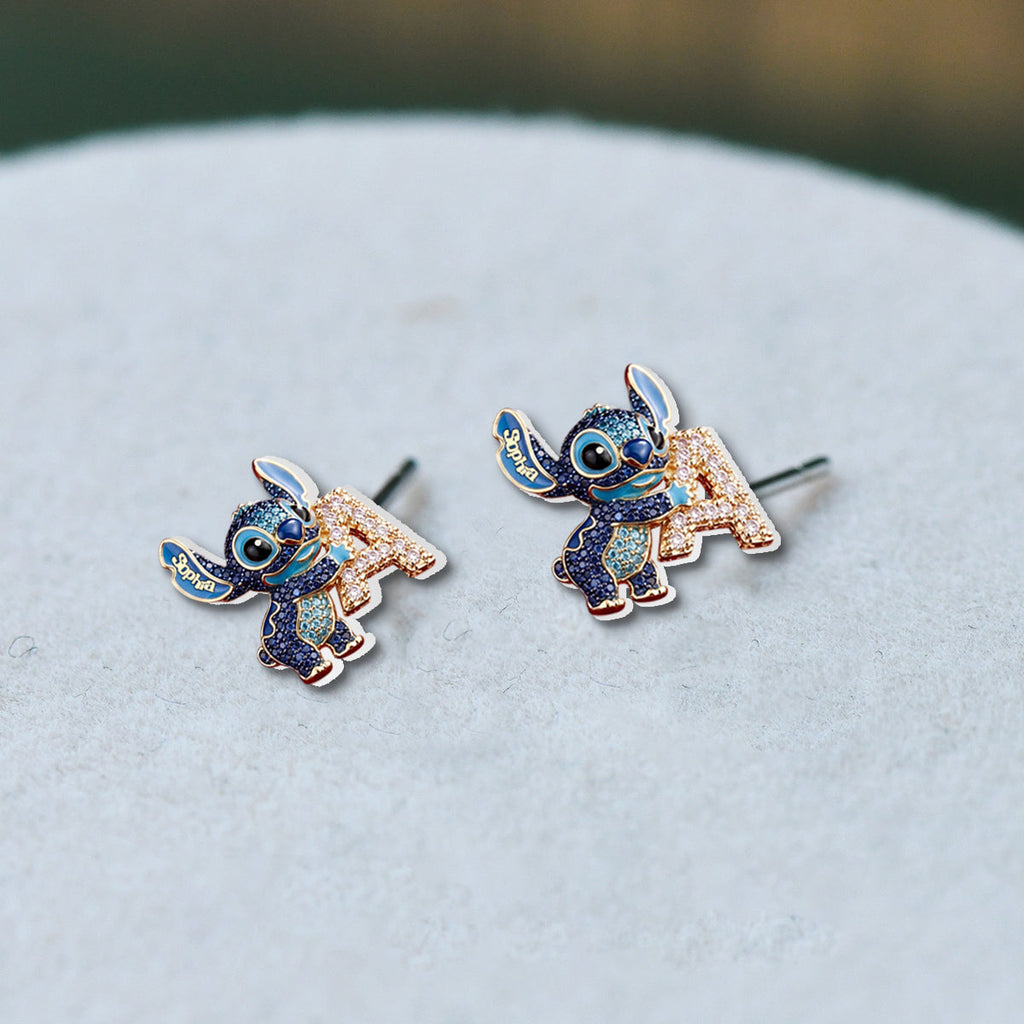 Personalized Cute Blue Alien Stud Earrings Gift for Her Stud Earrings GradoCreations