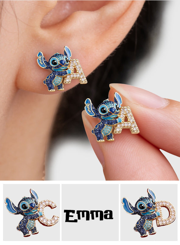 Personalized Cute Blue Alien Stud Earrings Gift for Her Stud Earrings GradoCreations