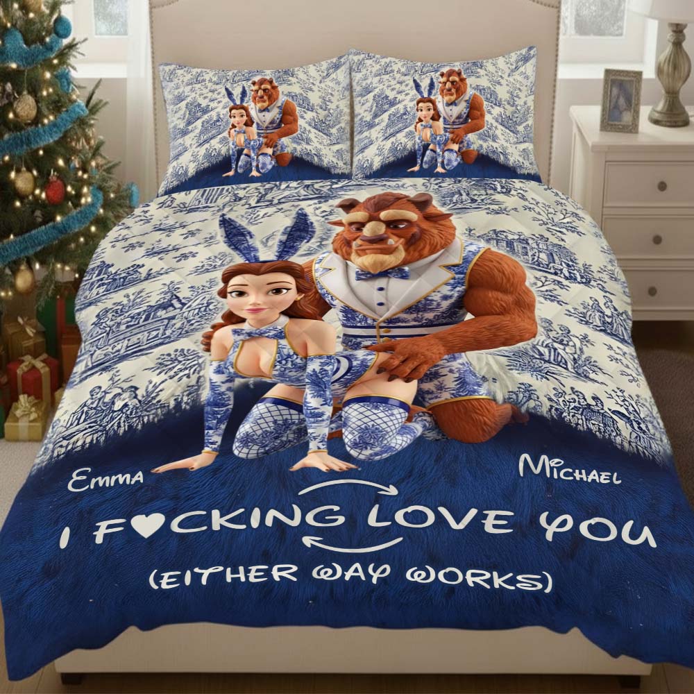 Personalized Couple Quilt Set Custom Design Gift for Anniversary Quilt Set GradoCreations