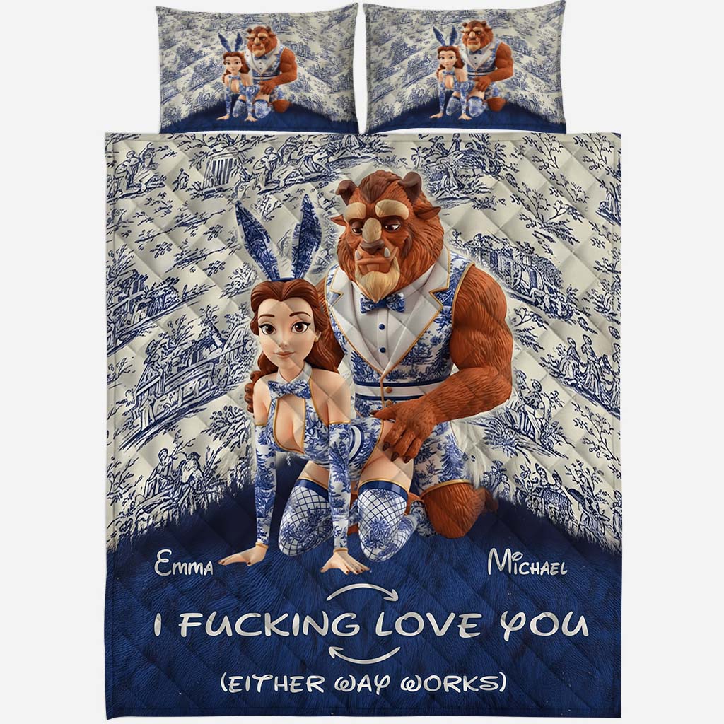 Personalized Couple Quilt Set Custom Design Gift for Anniversary Quilt Set GradoCreations