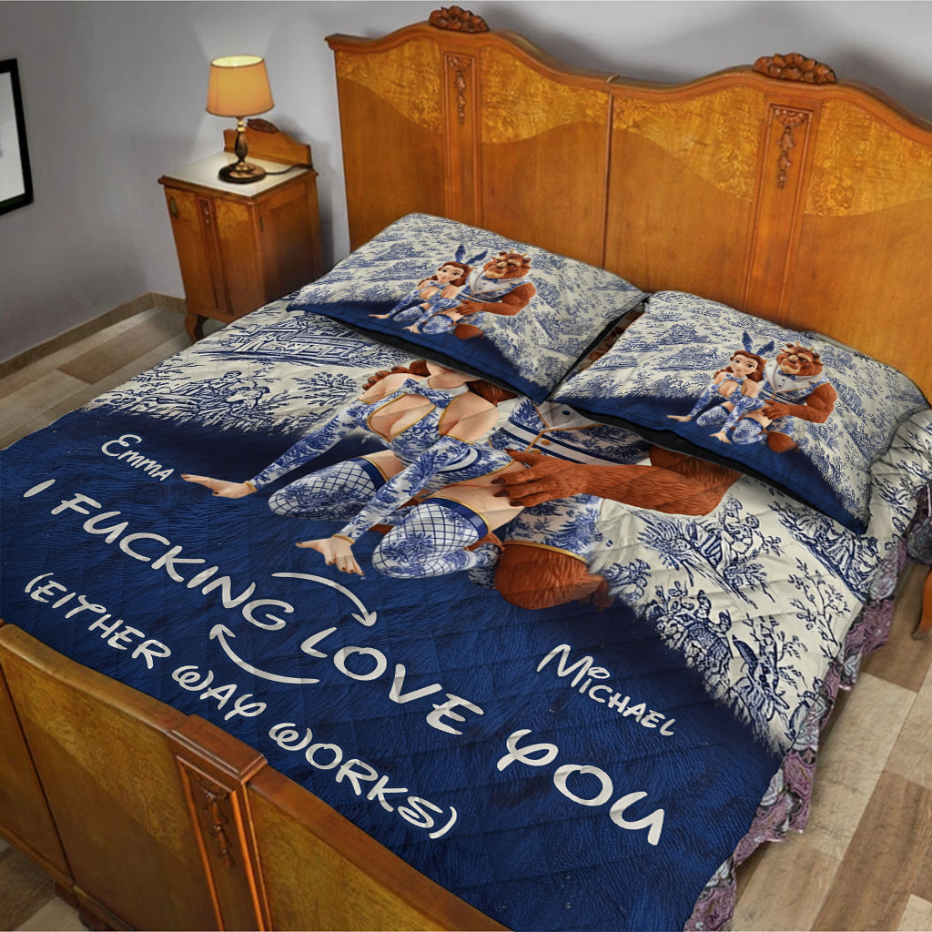 Personalized Couple Quilt Set Custom Design Gift for Anniversary Quilt Set GradoCreations