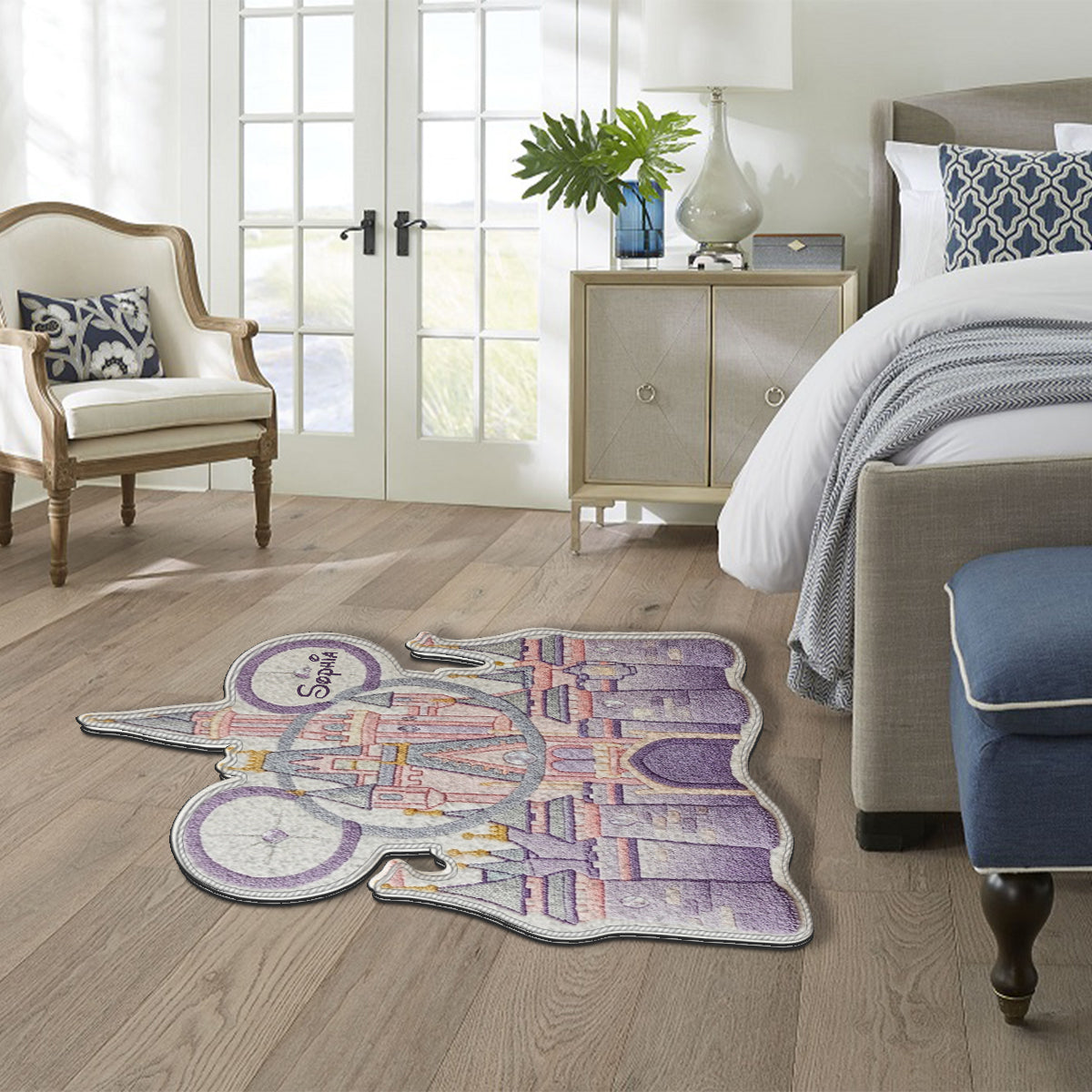 Personalized Magical Castle Non-Slip Rug for Kids Bedroom Non-Slip Tufted Rug GradoCreations