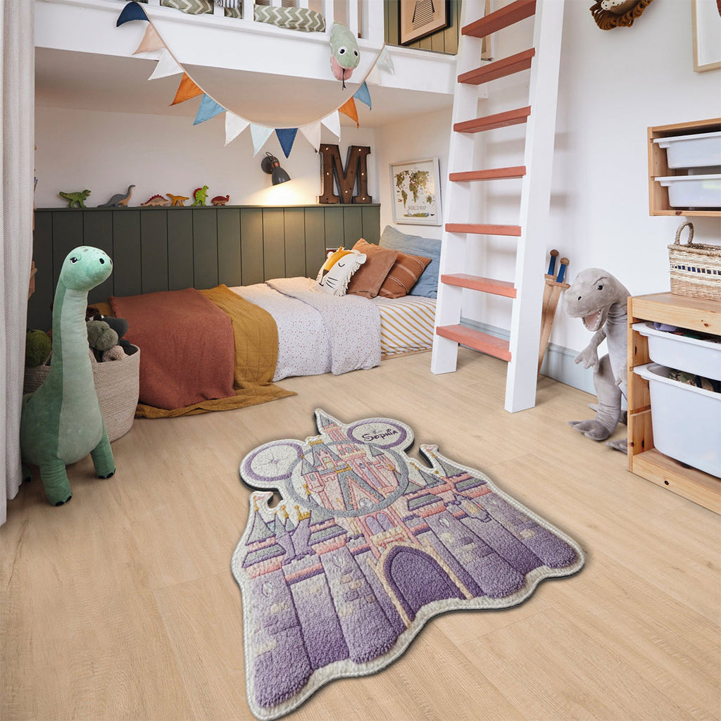 Personalized Magical Castle Non-Slip Rug for Kids Bedroom Non-Slip Tufted Rug GradoCreations