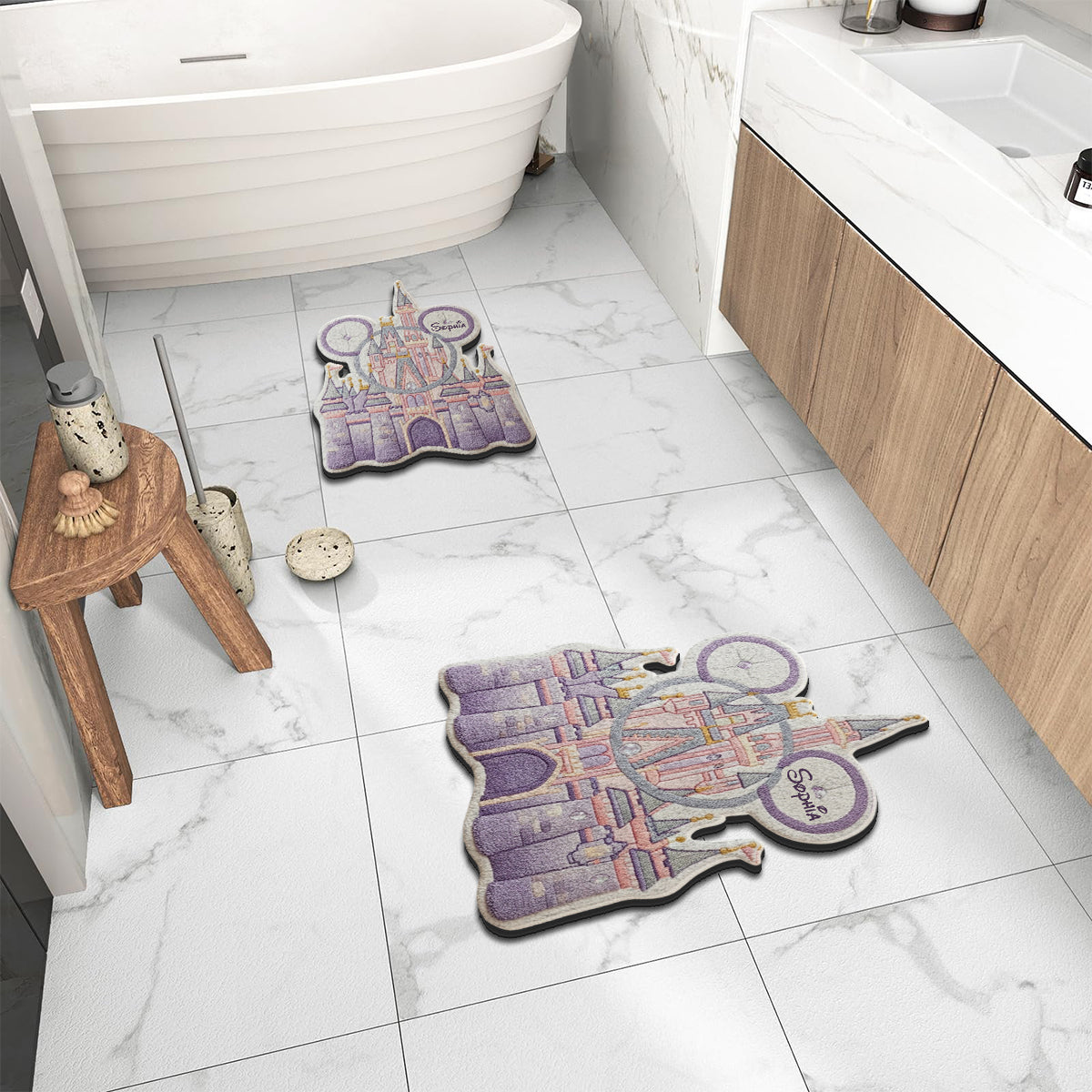 Personalized Magical Castle Non-Slip Rug for Kids Bedroom Non-Slip Tufted Rug GradoCreations