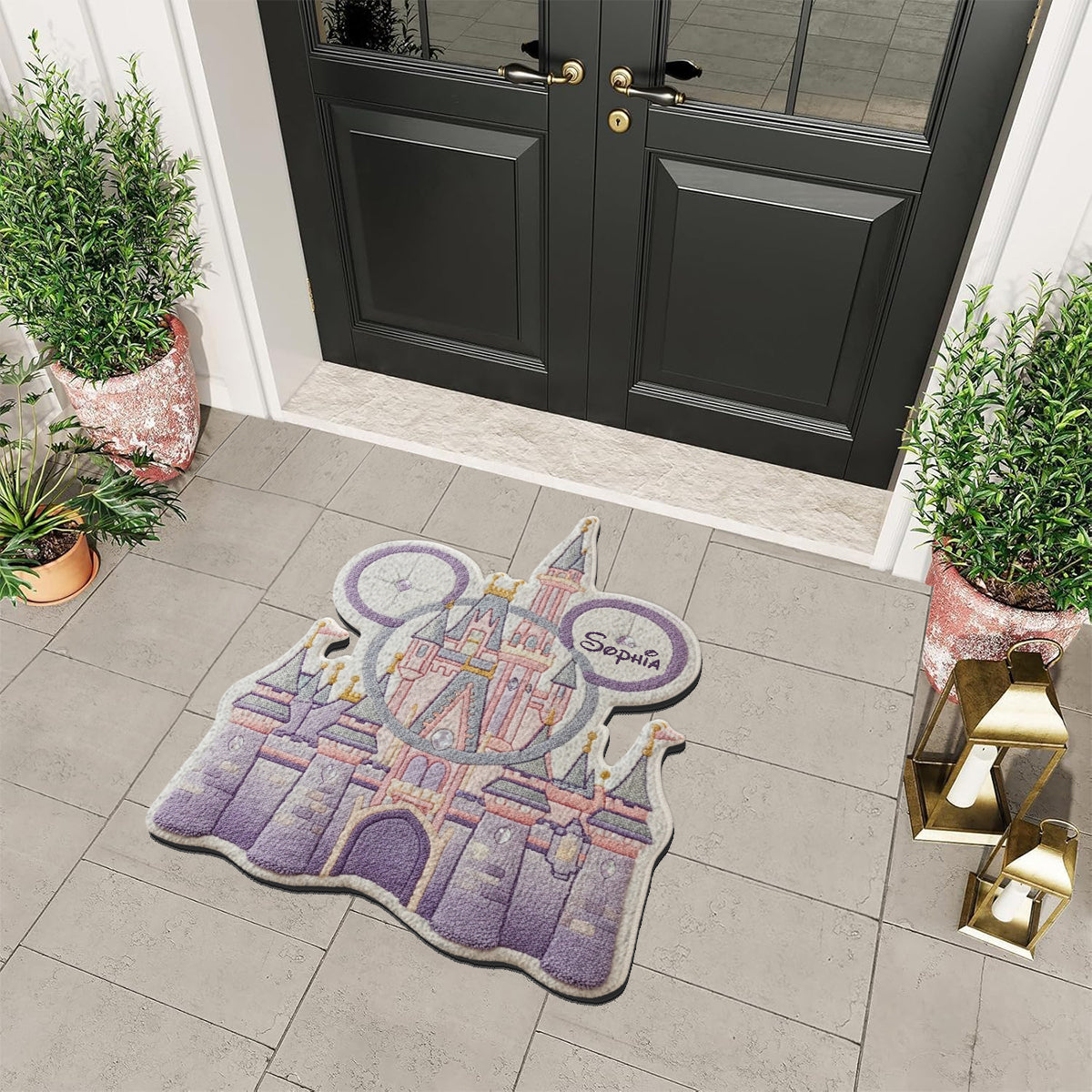 Personalized Magical Castle Non-Slip Rug for Kids Bedroom Non-Slip Tufted Rug GradoCreations
