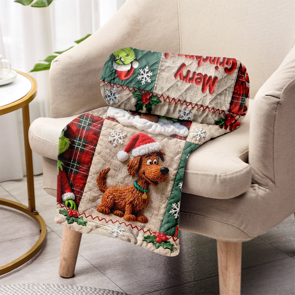 Personalized Merry Grinchmas Blanket Custom Name Gift Blanket GradoCreations