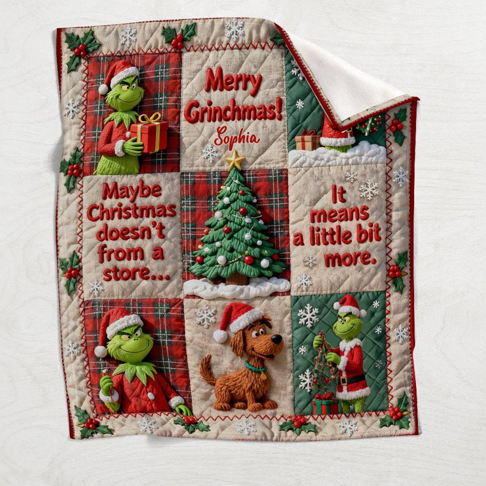 Personalized Merry Grinchmas Blanket Custom Name Gift Blanket GradoCreations