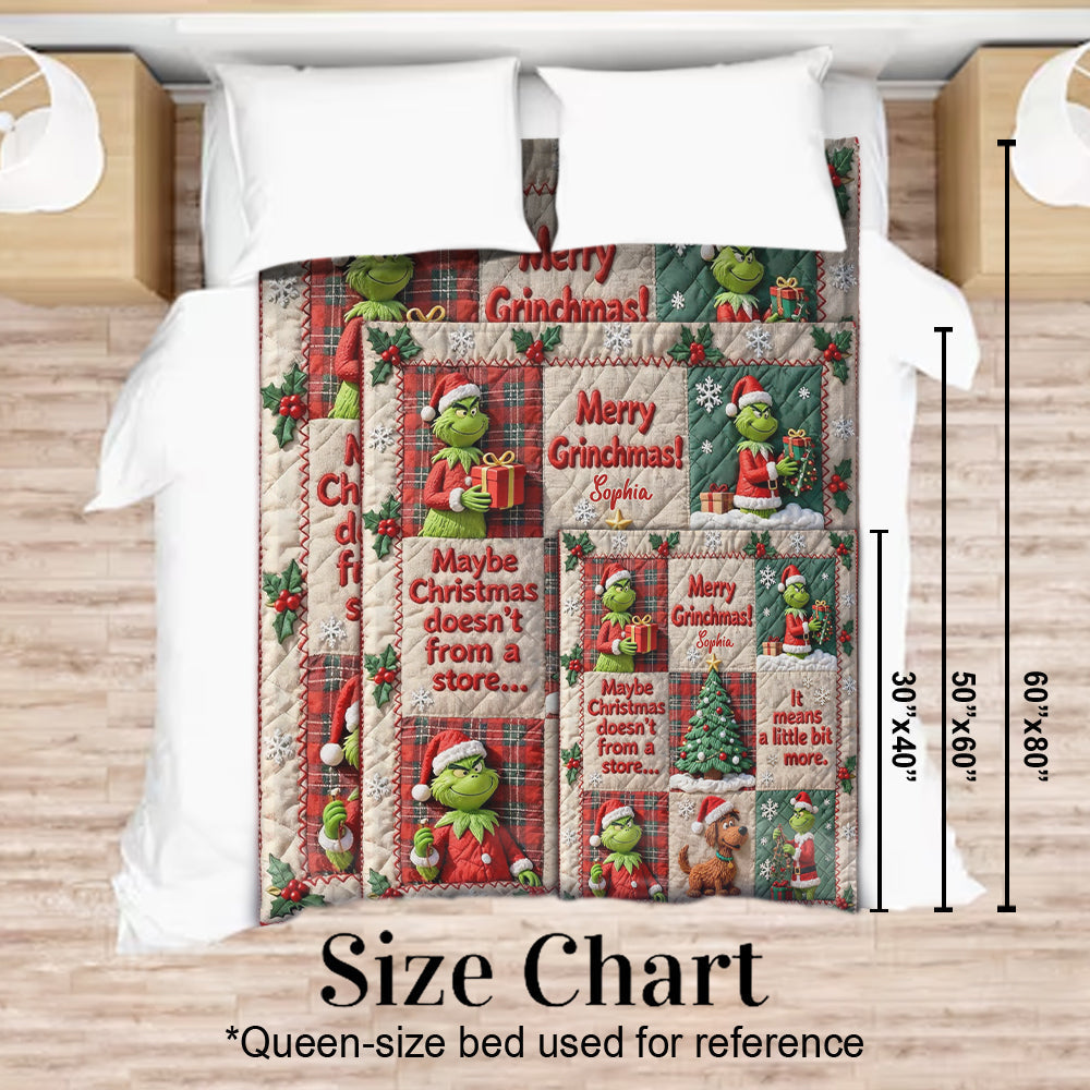 Personalized Merry Grinchmas Blanket Custom Name Gift Blanket GradoCreations