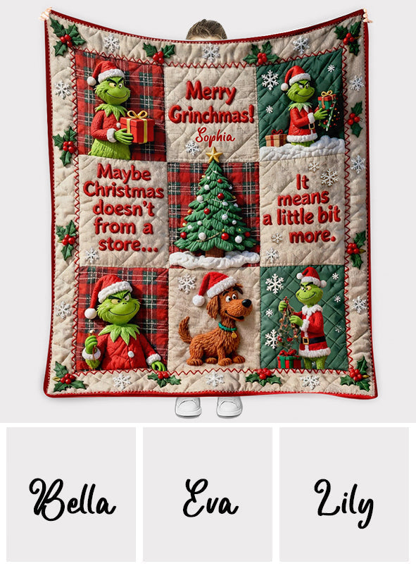 Personalized Merry Grinchmas Blanket Custom Name Gift Blanket GradoCreations